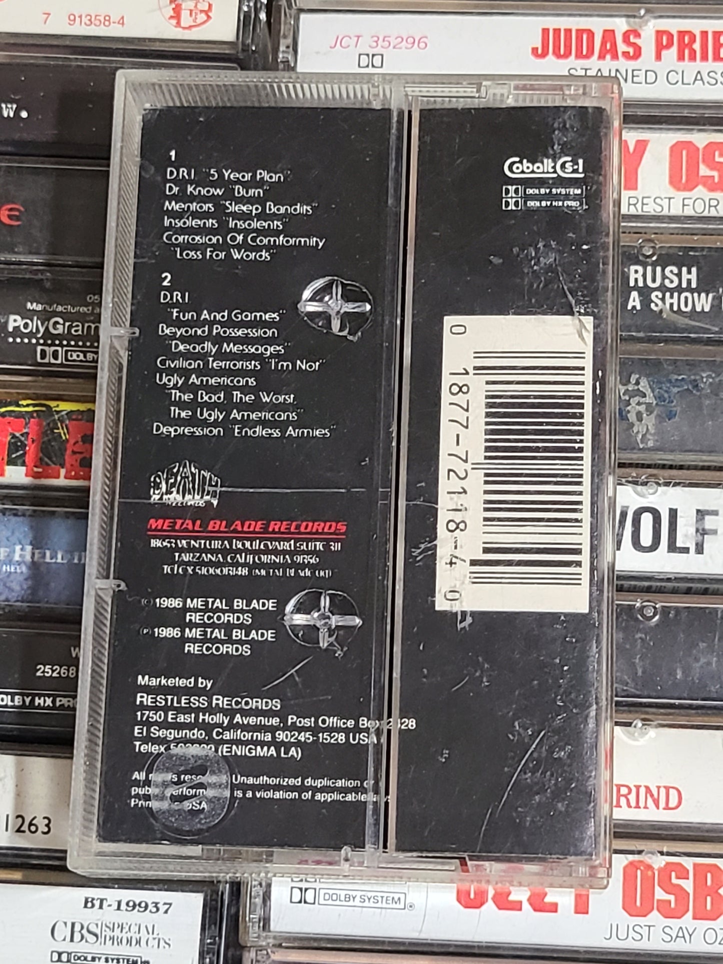 Complete Death Cassette D.R.I Metal Rare HTF OOP