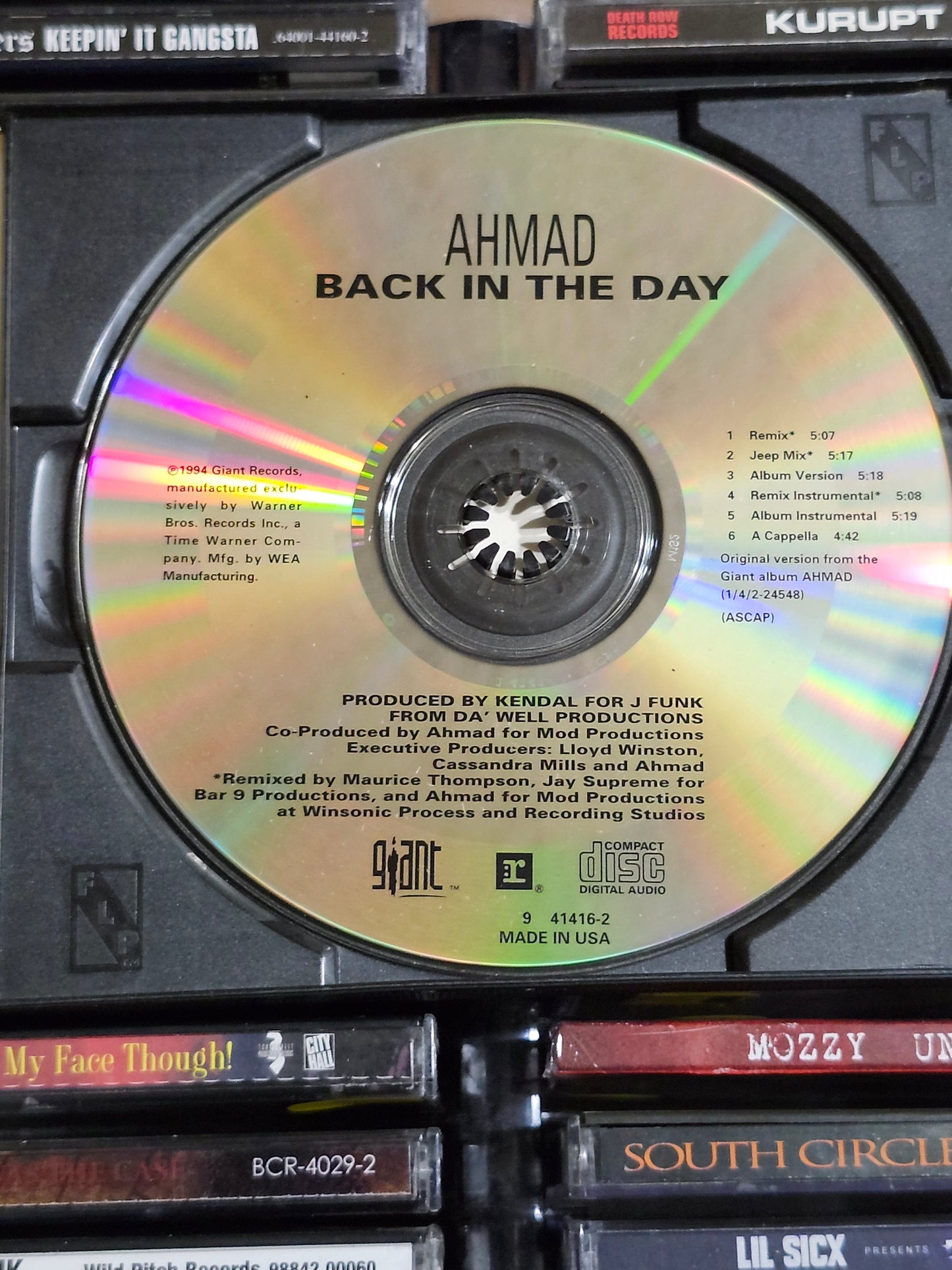 Ahmad CD Back in the Day 6-Track Maxi-Single Rare HTF OOP