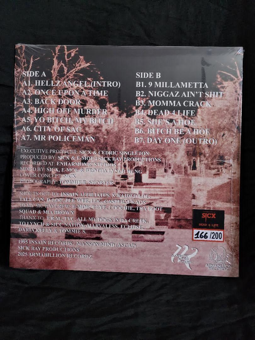Sicx - Dead 4 Life Vinyl Record Rare HTF OOP Rap Hip-hop Norcal Black Market