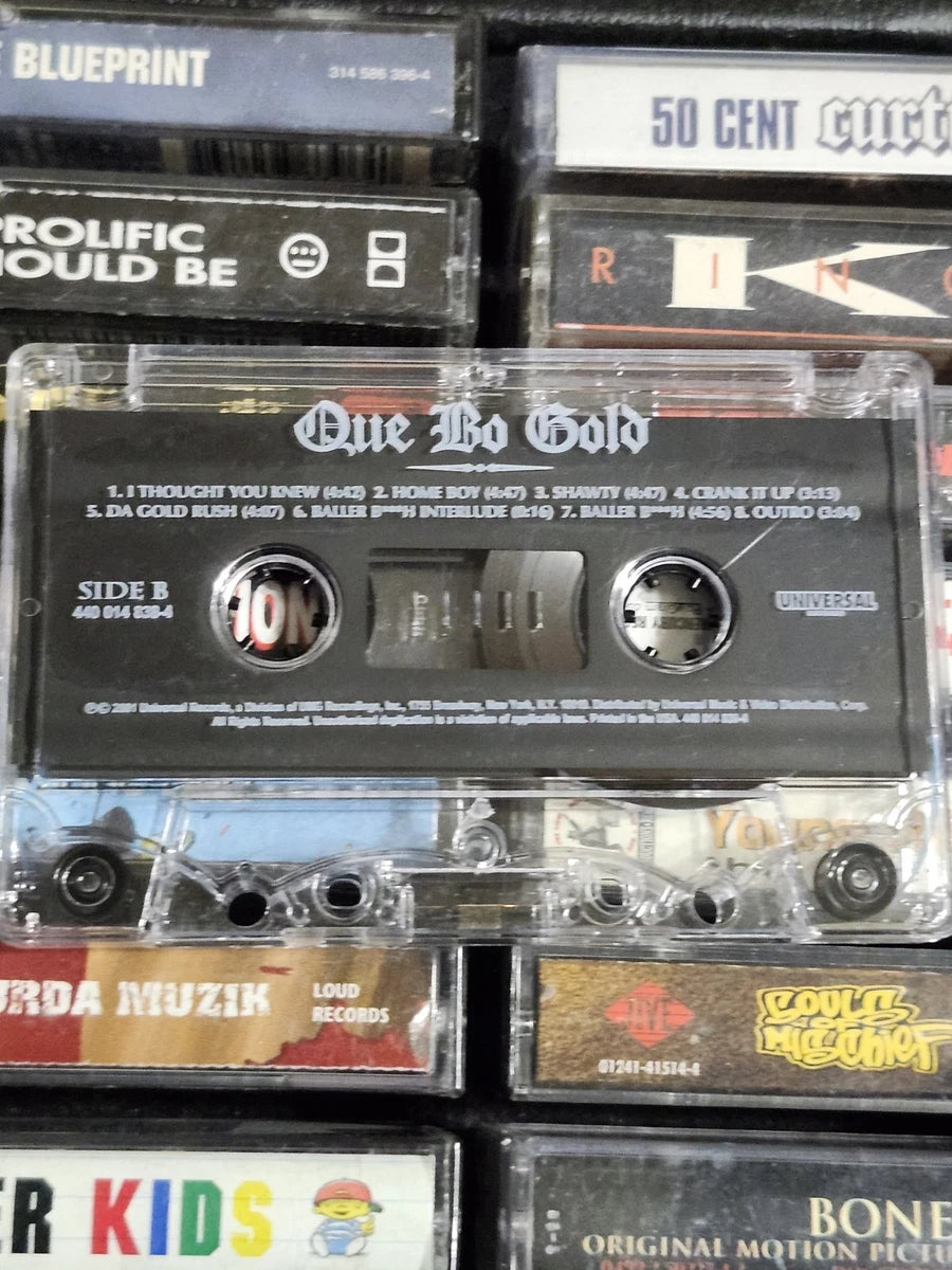 Que Bo Gold Cassette Tape Rap Hip Hop Rare HTF OOP