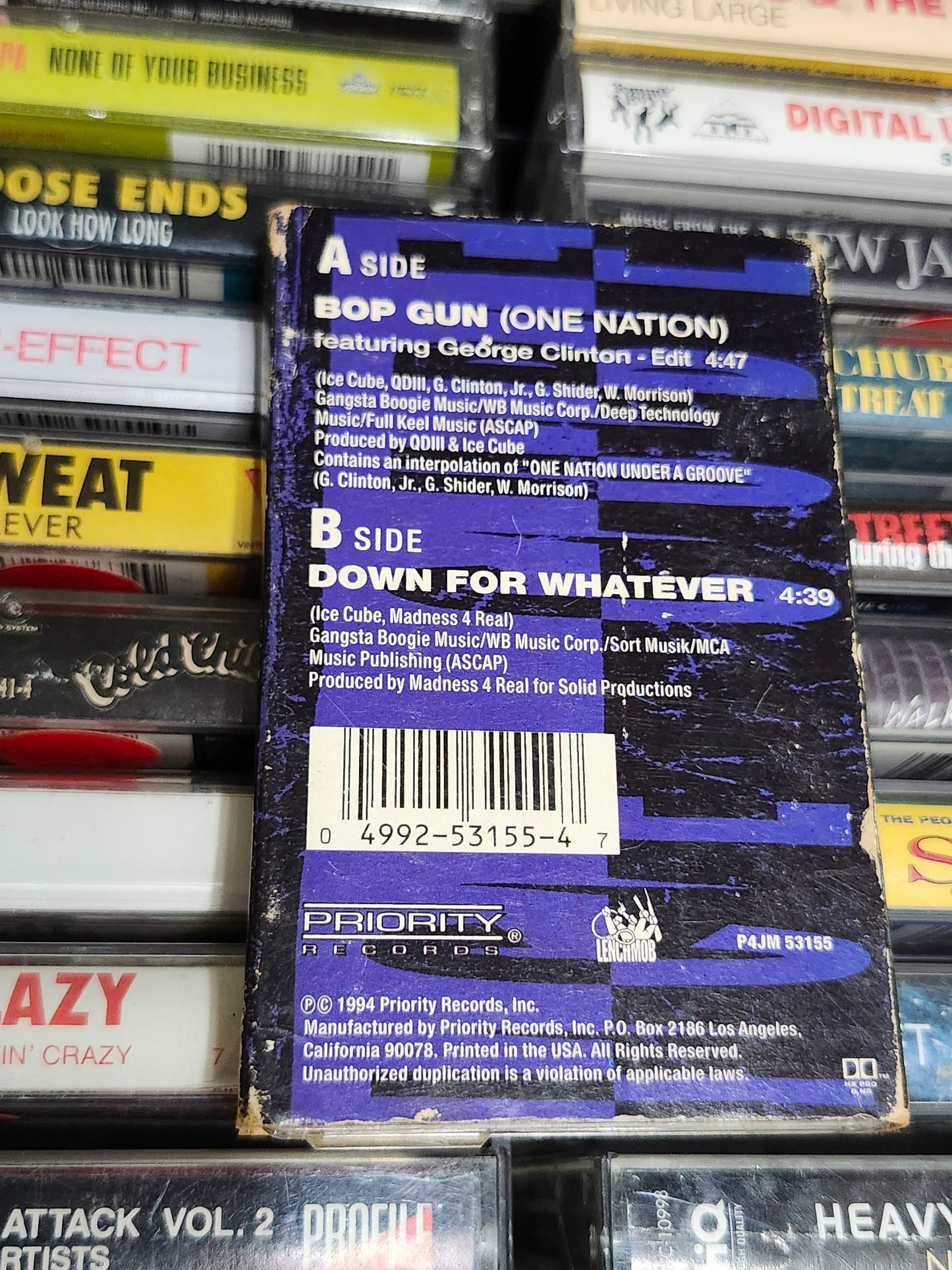 Ice Cube ‎Bop Gun (One Nation) Rap Cassette Single 1994 featuring George Clinton