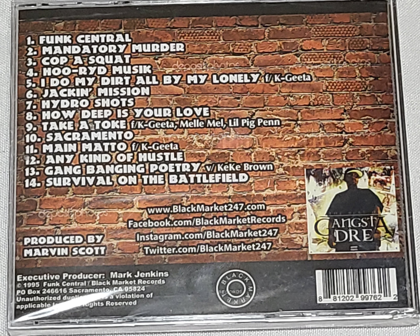 Gangsta Dre ‎Gang Banging Poetry CD Black Market Records Rare HTF OOP Rap